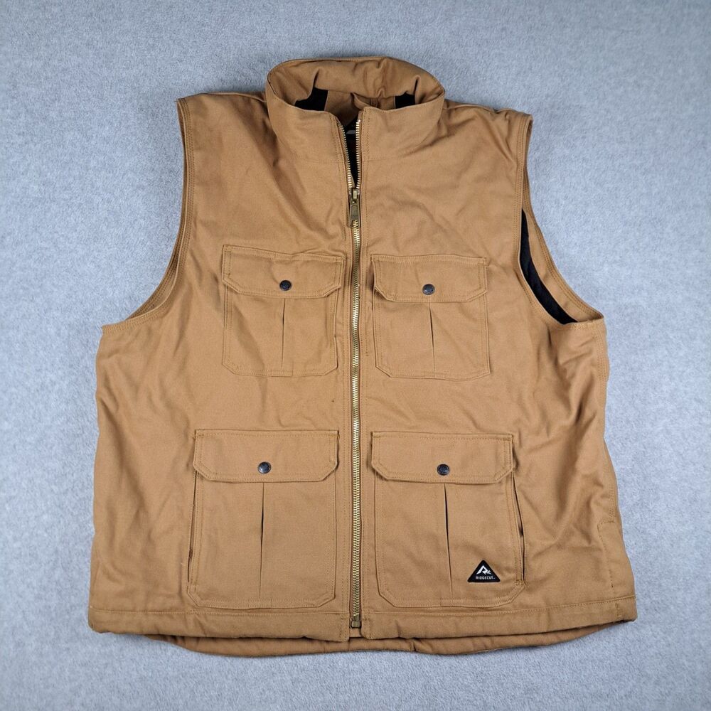 Ridgecut Canvas Vest Mens 2XL Workwear Pocket Fleece Lined